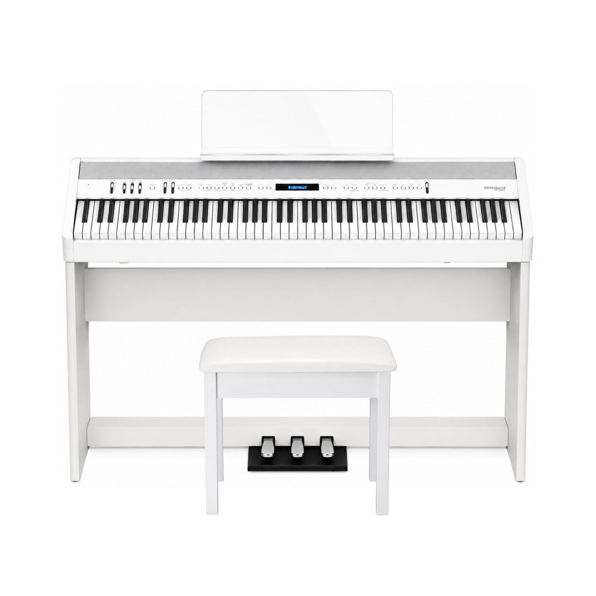 Roland FP-60X 88-Key PHA-4 Digital Piano Bundle with KSC-72 Stand, 3-Pedal Unit, and Bench (White)