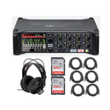 Zoom F8n Pro MultiTrack Field Recorder with Closed-Back Headphones and Accessory Bundle