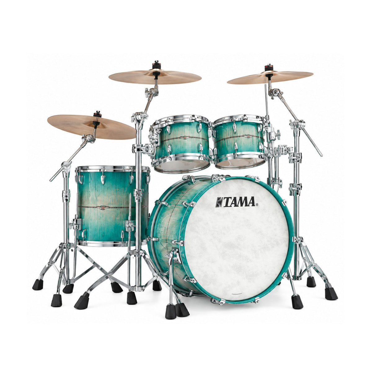 Tama STAR Maple Shell Kit with Bass Drum, Floor Tom and Tom Toms (Emerald Sea Curly Maple Burst)
