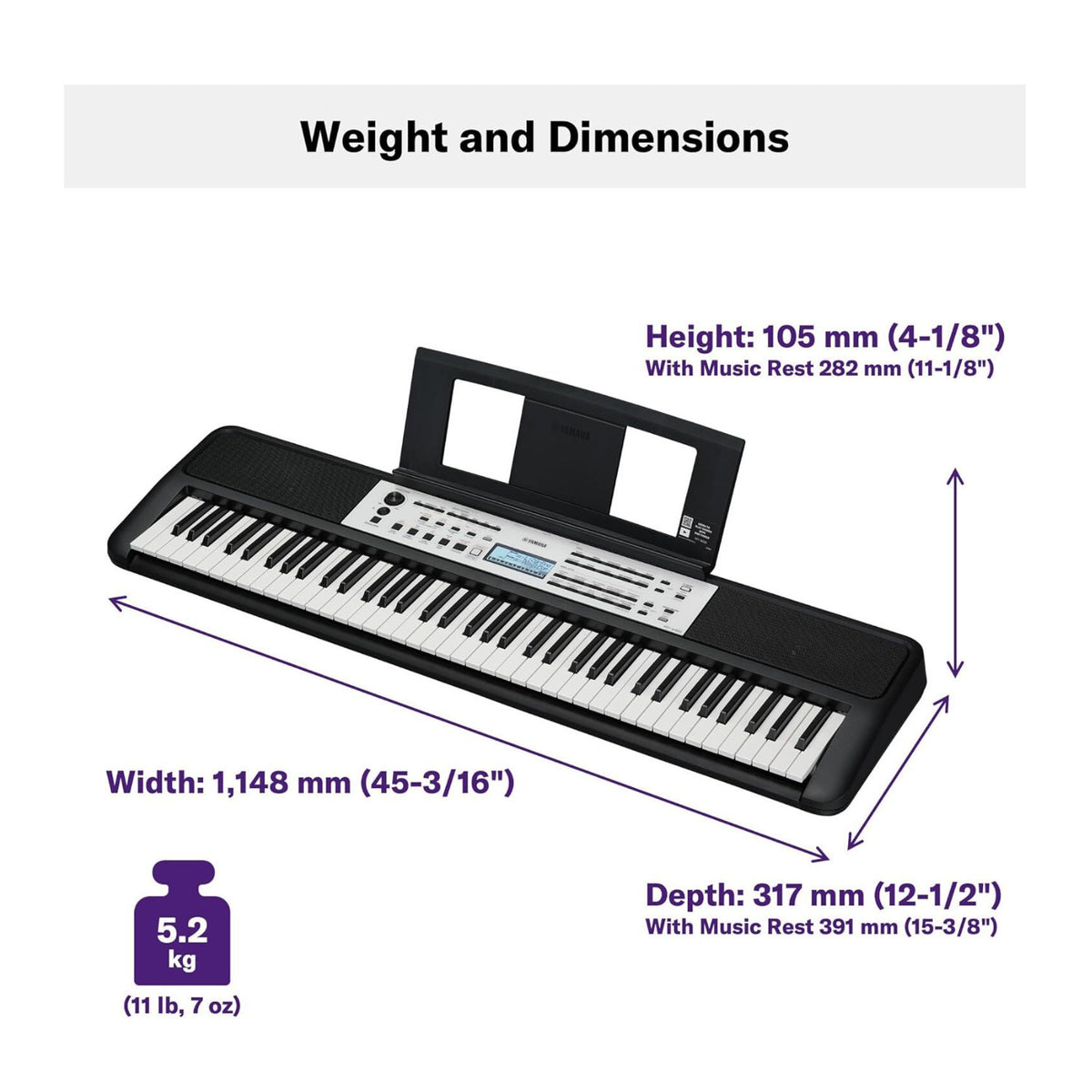 Yamaha YPT-W320 76-Key Portable Keyboard with Stand, Bench, Pedal, and Headphones Bundle