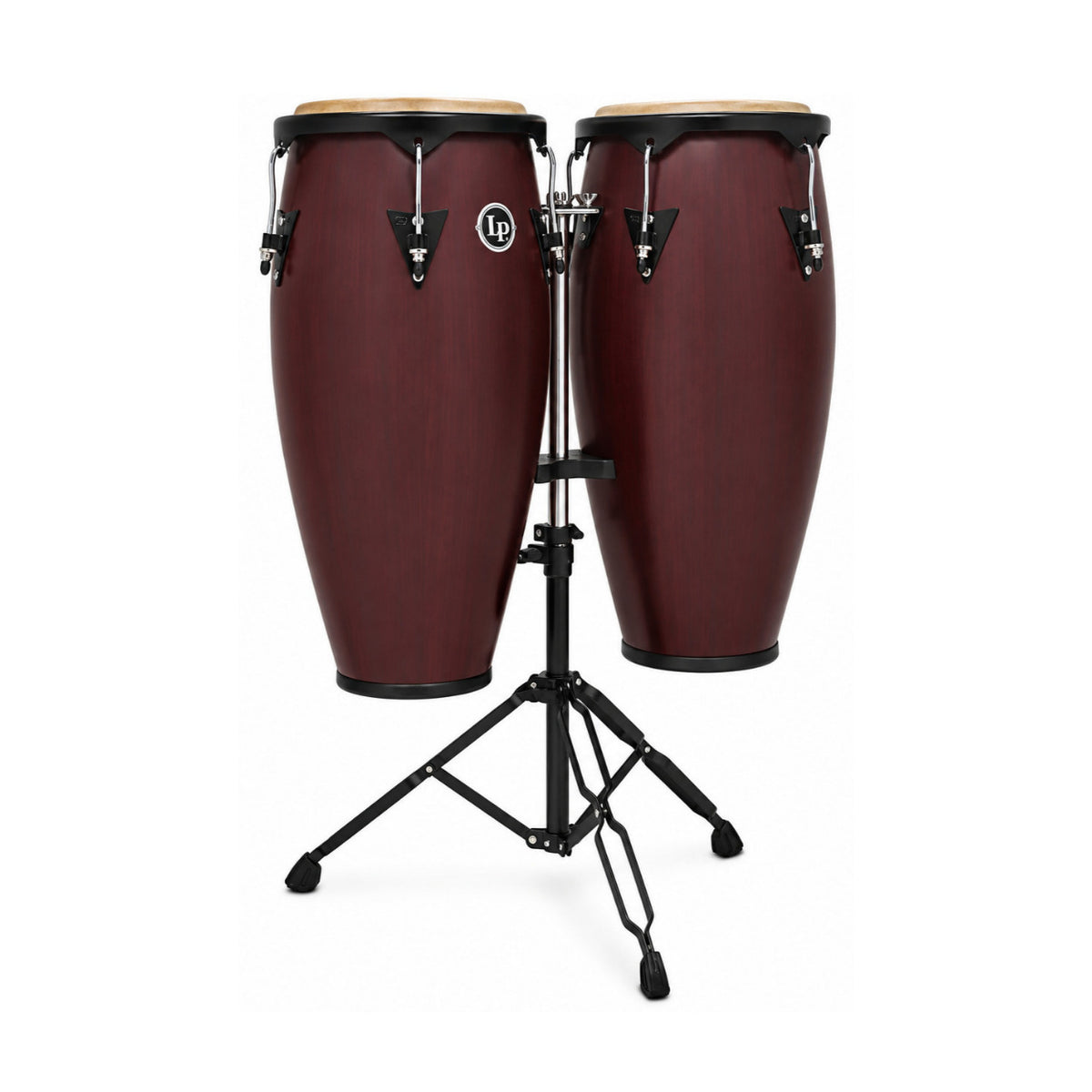 Latin Percussion City Series LP646NYDW 10-inch and 11-inch Congas Set with Double Stand (Dark Wood)