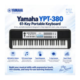 Yamaha YPT-380 61-Key Portable Keyboard Bundle with Stand, Bench, Pedal, and Headphones