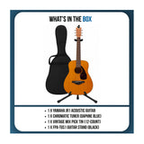 Yamaha JR1 3/4-Size Acoustic Guitar Bundle with Stand, Chromatic Tuner and Mix 12-Pick Tin (4 Items)