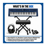Roland GO:KEYS 3 Music Creation 61-Note Portable Keyboard (Midnight Blue) Bundle with Accessories