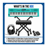 Roland GO:KEYS 3 Music Creation 61-Note Portable Keyboard (Turquoise) Bundle with Accessories