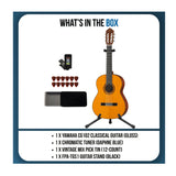 Yamaha CG102 6-String Classical Guitar Bundle with Stand, Chromatic Tuner and 12-Pick Tin (4 Items)