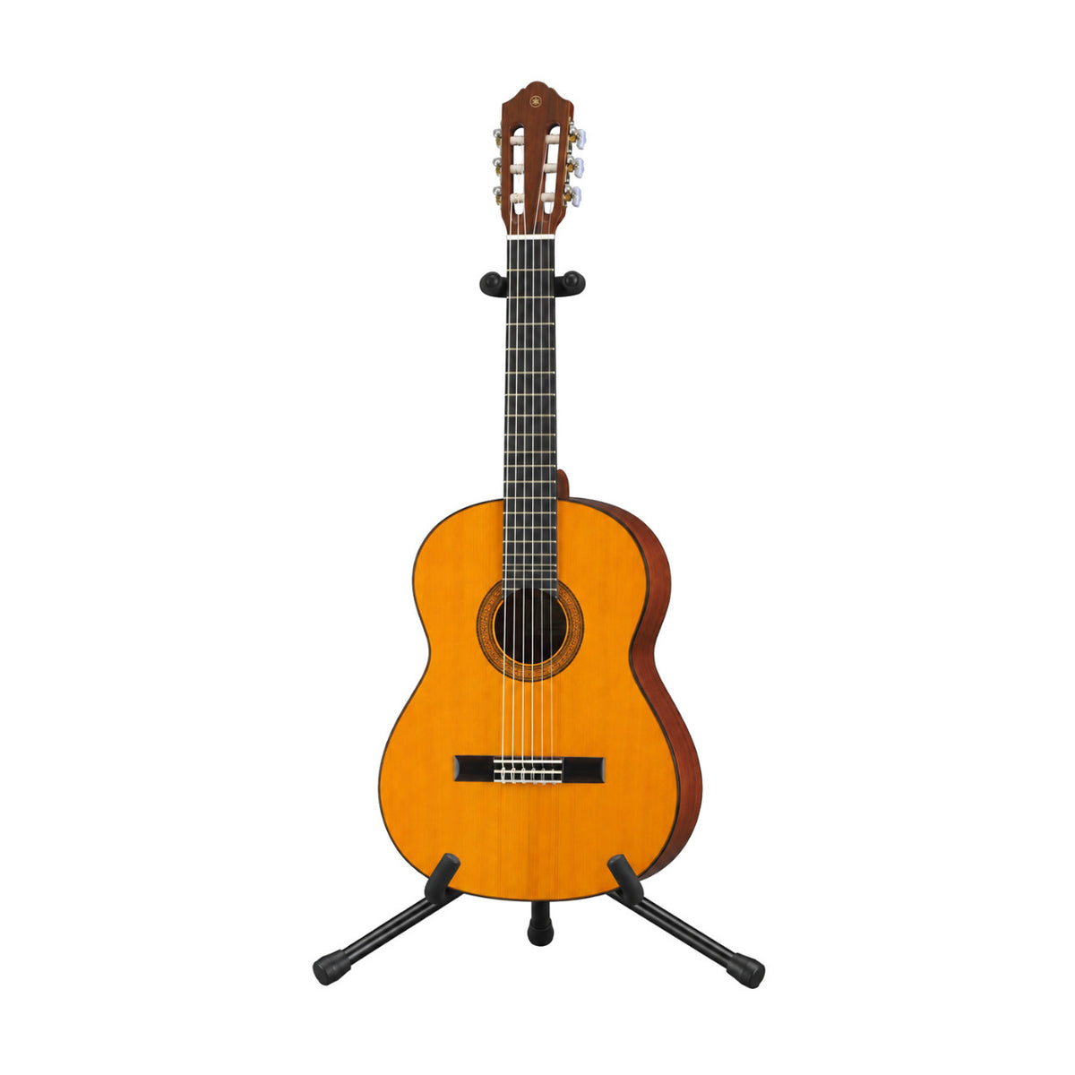 Yamaha CG102 6-String Classical Guitar Bundle with Stand, Chromatic Tuner and 12-Pick Tin (4 Items)