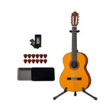 Yamaha CG102 6-String Classical Guitar Bundle with Stand, Chromatic Tuner and 12-Pick Tin (4 Items)