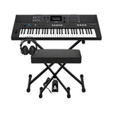 Yamaha PSR-E483 61-key Portable Keyboard with Stand, Bench, Headphones and Pedal Bundle