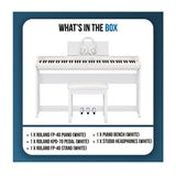 Roland FP-40 88-Key Digital Piano Bundle with Stand, Pedal Unit, Bench and Headphones (White)