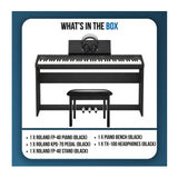 Roland FP-40 88-Key Digital Piano Bundle with Stand, Pedal Unit, Bench and Headphones (Black)