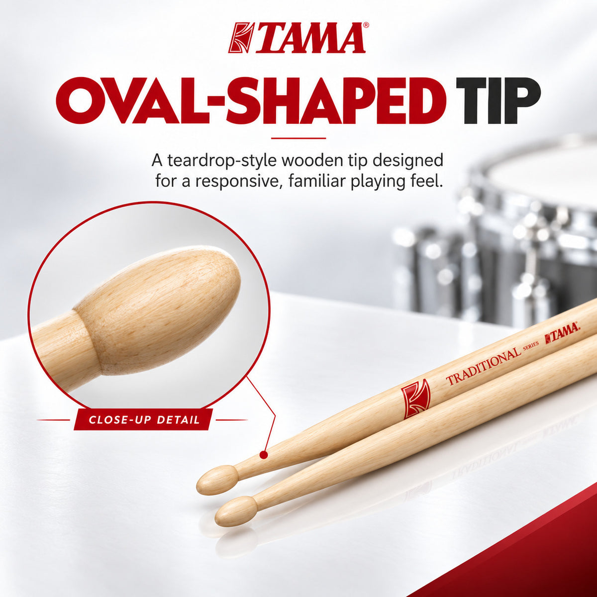 TAMA Traditional Series Drumstick Hickory 5A (Red) (Open Box)