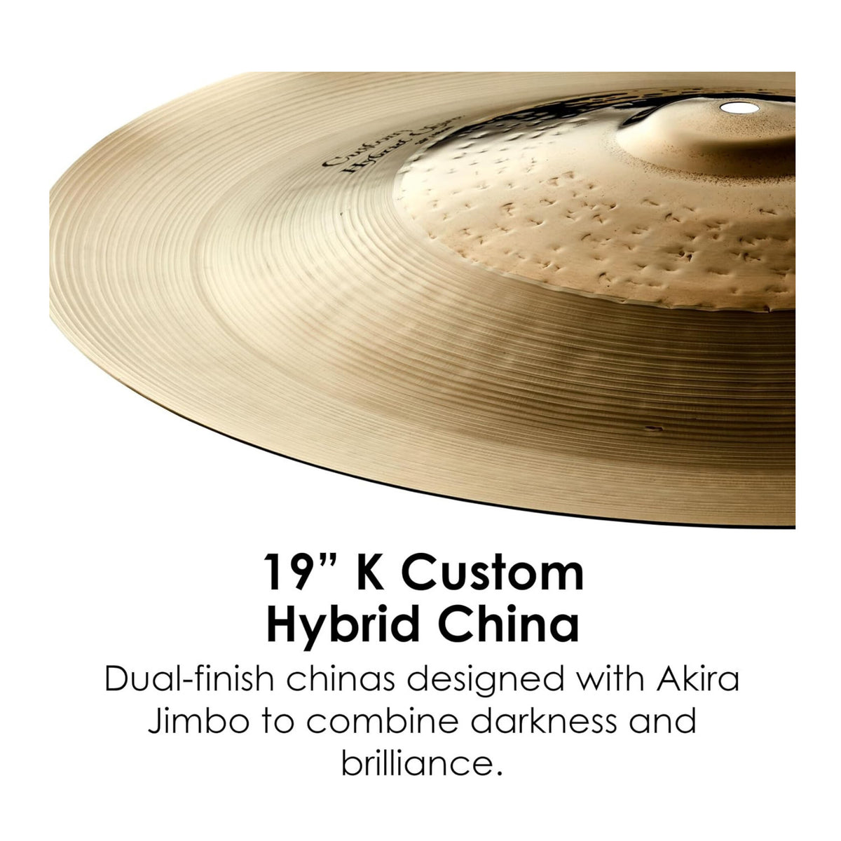 Zildjian 19 Inch K Custom Hybrid China Cymbal with Unlathed Bell