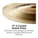 Zildjian 19 Inch K Custom Hybrid China Cymbal with Unlathed Bell