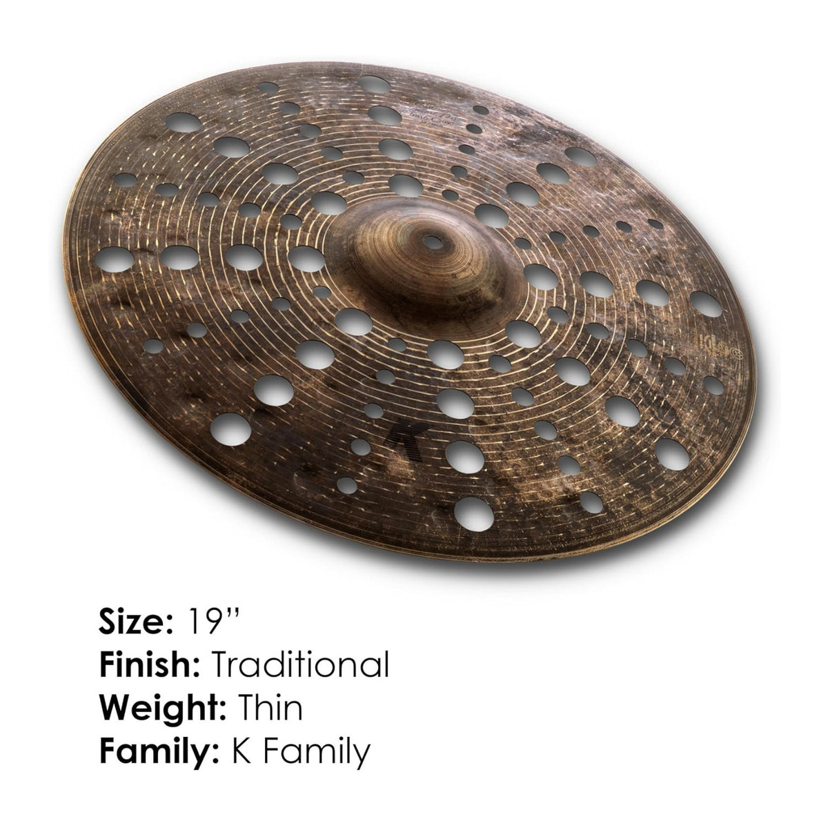 Zildjian K Custom Special Dry Trash Crash 19 inch Thin Cymbal for Drum Sets