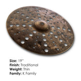 Zildjian K Custom Special Dry Trash Crash 19 inch Thin Cymbal for Drum Sets