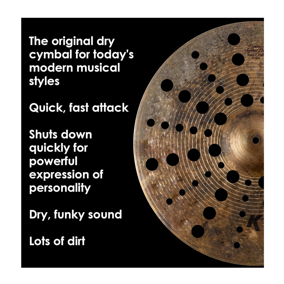 Zildjian K Custom Special Dry Trash Crash 19 inch Thin Cymbal for Drum Sets