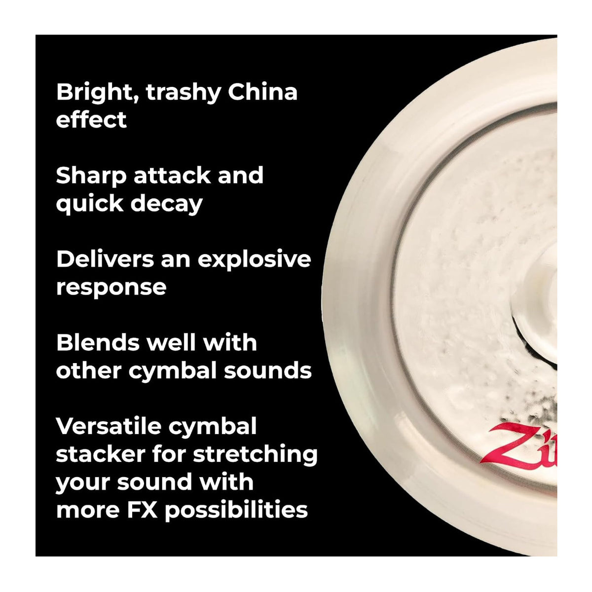 Zildjian A0614 14 in FX China Trash Cymbal with Sharp Attack and Quick Decay