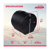 SKB Cases Roto-Molded 16x18 Tom Case with Padded Interior, Heavy-duty Strap, and Pedestal Feet