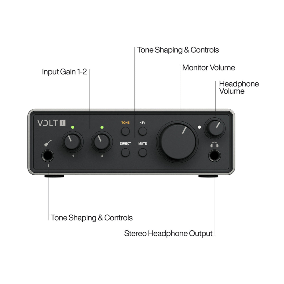 Universal Audio Volt 1 Gen 2 2-In / 2-Out USB Audio Interface with 32-Bit / 192 kHz Audio Conversion