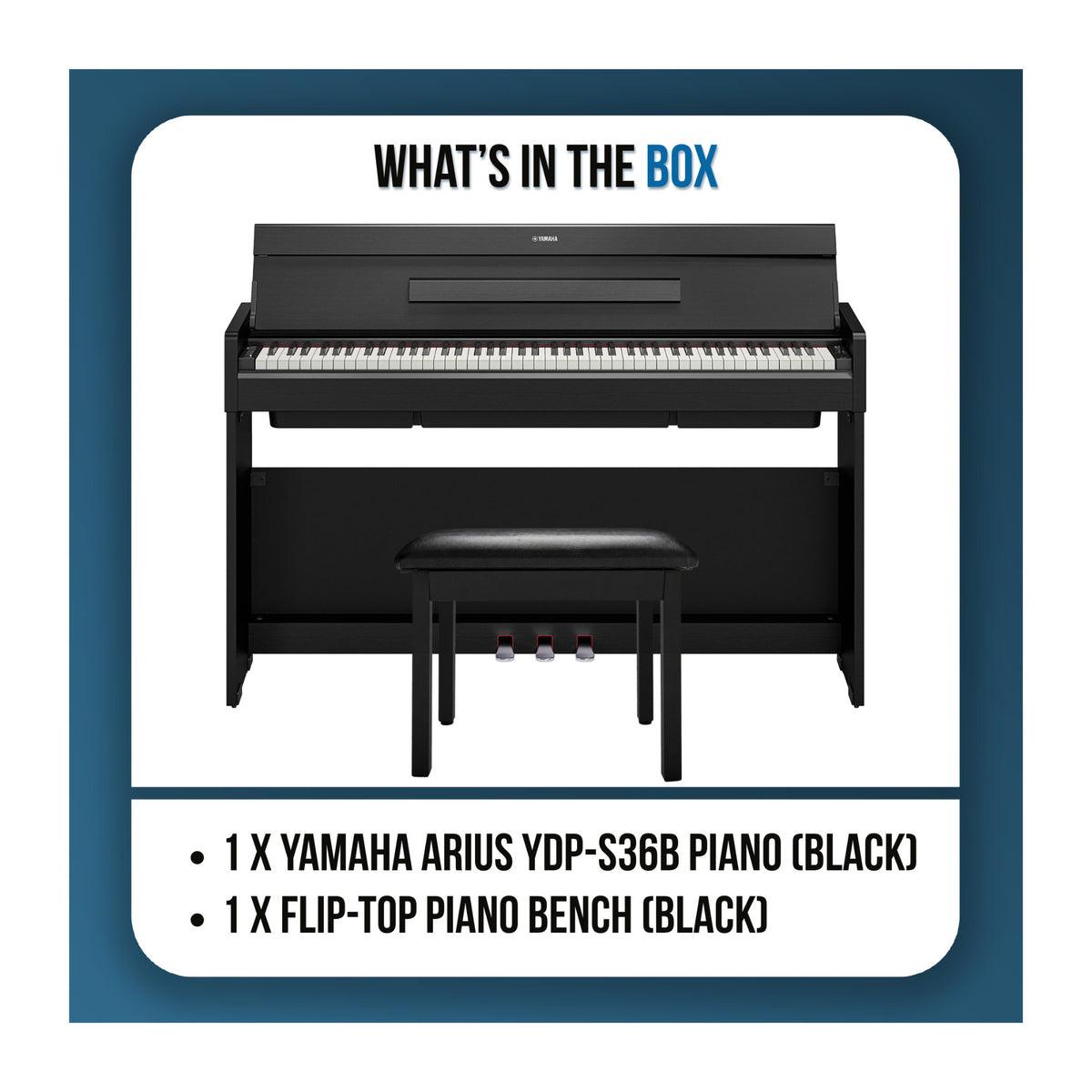 Yamaha Arius YDP-S36B 88-Key GHS Home Digital Piano Bundle with Flip-Top Piano Bench (Black)