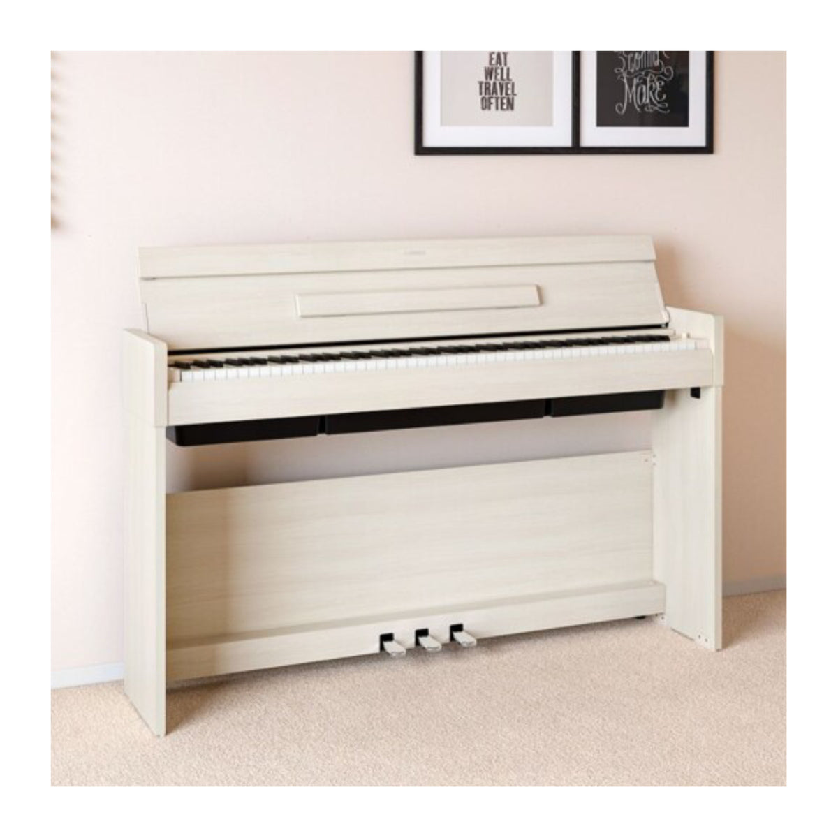 Yamaha Arius YDP-S36WB 88-Key GHS Home Digital Piano Bundle with Flip-Top Piano Bench (White Birch)