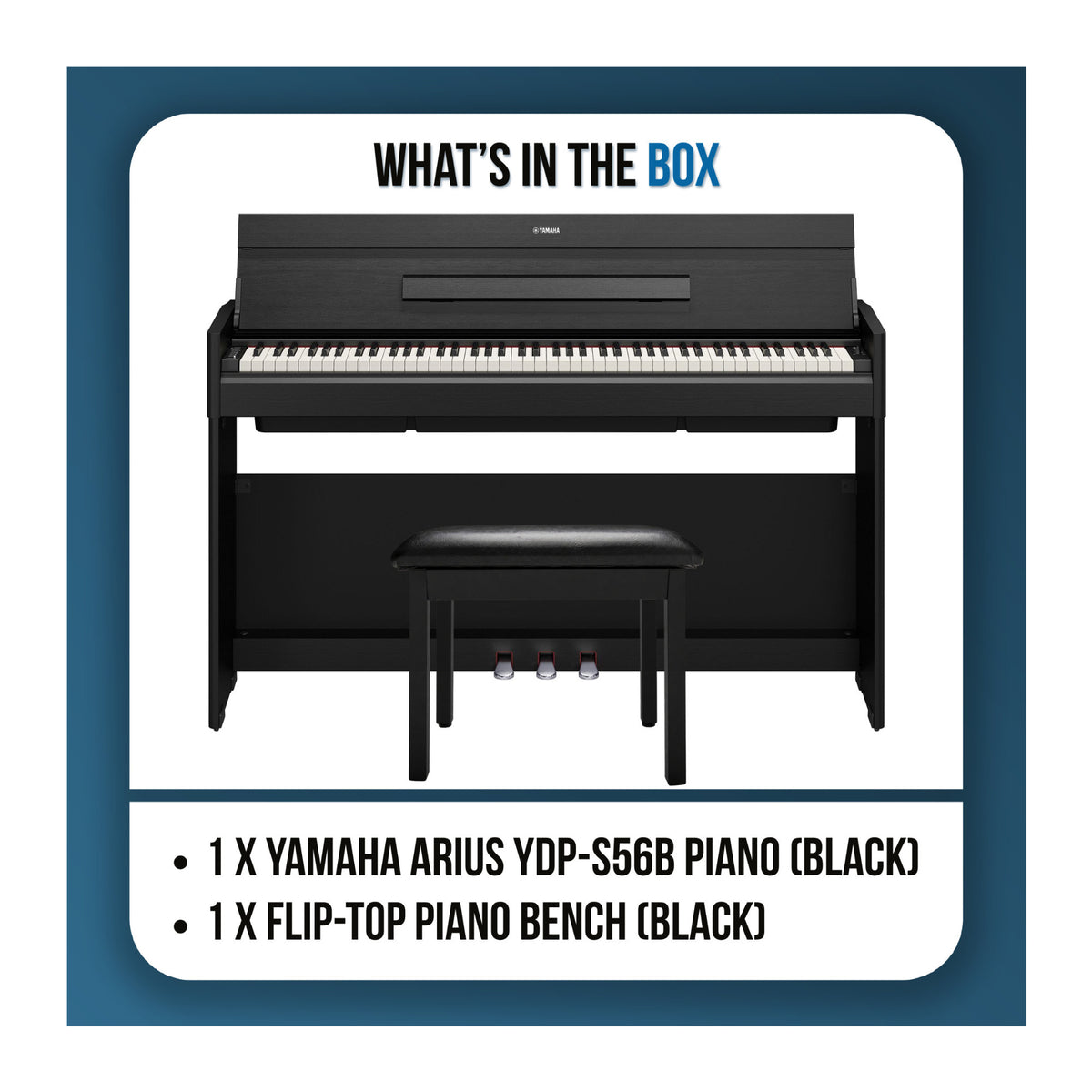 Yamaha Arius YDP-S56B 88-Key GHS Home Digital Piano Bundle with Flip-Top Piano Bench (Black)