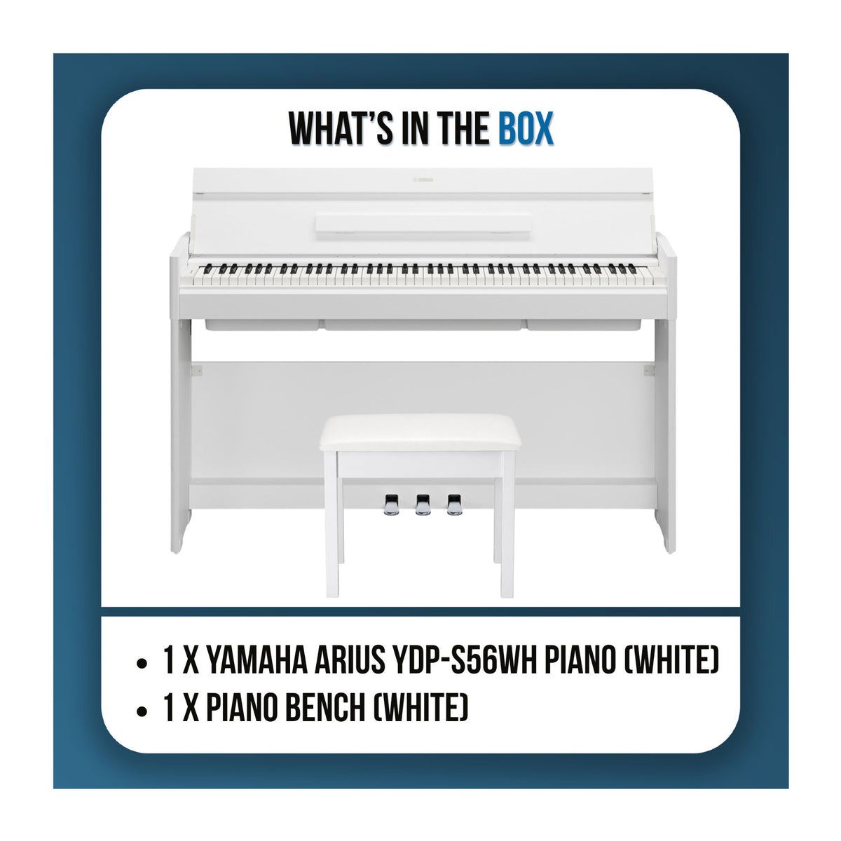 Yamaha Arius YDP-S56WH 88-Key GHS Home Digital Piano Bundle with White Keyboard Bench (White)