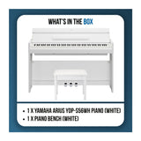 Yamaha Arius YDP-S56WH 88-Key GHS Home Digital Piano Bundle with White Keyboard Bench (White)