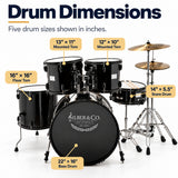 Silber & Co. 5-Piece Complete Acoustic Drum Set with Throne (Black)