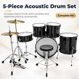 Silber & Co. 5-Piece Complete Acoustic Drum Set with Throne (Black)