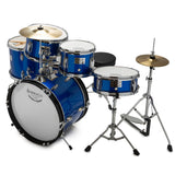 Silber & Co. 5 Piece Complete Junior Drum Set (Blue) with Throne