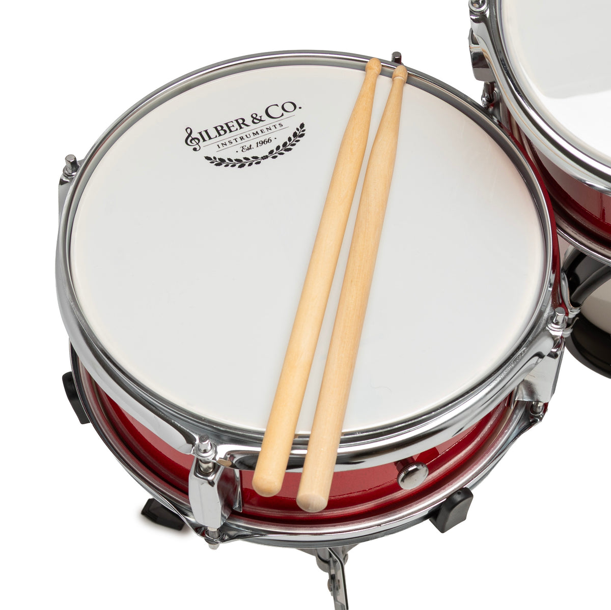 Silber & Co. 3 Piece Junior Drum Set (Red) with Throne and Cymbal