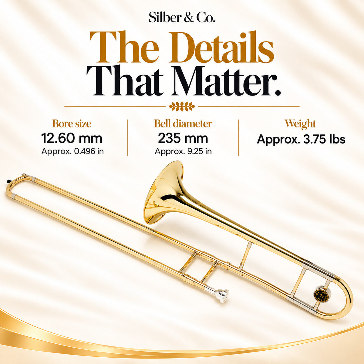 Silber & Co. Bb Tenor Trombone with Lacquered Brass Body and Case