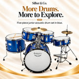Silber & Co. 5 Piece Complete Junior Drum Set (Blue) with Throne