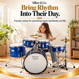 Silber & Co. 5 Piece Complete Junior Drum Set (Blue) with Throne