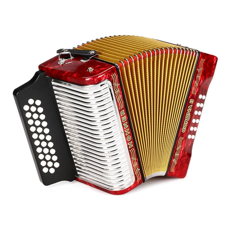 Hohner 3500GR Corona II Diatonic Accordion (GCF Keys, Pearl Red)
