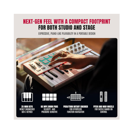 Akai Professional MPK Mini IV 25-Key USB-C MIDI Keyboard Controller Bundle with Cover and Pedal - 8
