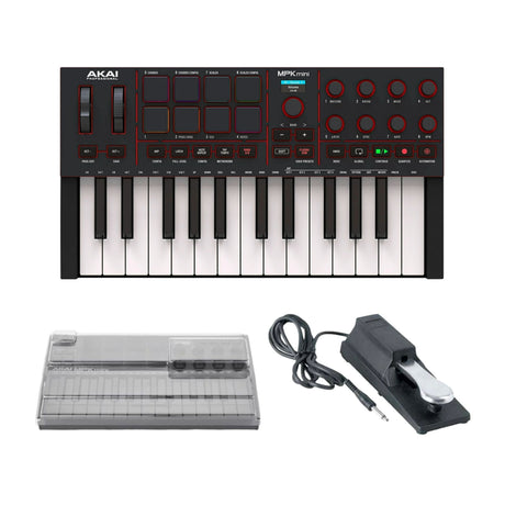 Akai Professional MPK Mini IV 25-Key USB-C MIDI Keyboard Controller Bundle with Cover and Pedal - 1