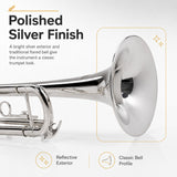 Silber & Co. Bb Trumpet (Silver) with 3 Piston Valves and Carrying Case Infog3
