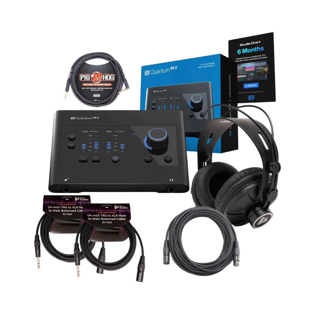 PreSonus Quantum ES2 2x2 USB-C Audio Interface with Headphones (Black) Bundle - 1