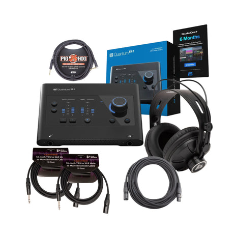 PreSonus Quantum ES2 2x2 USB-C Audio Interface with Headphones (Black) Bundle - 1