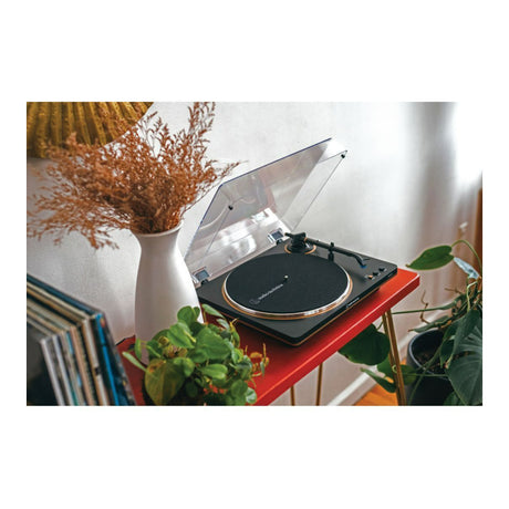 Audio-Technica AT-LP70X-BG Belt-Drive Turntable (Black/Bronze) with Amplifier System and Speakers - 9