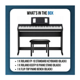 Roland FP-10 88-Key Entry-Level Digital Keyboard with Stand and Bench (Black) - 7
