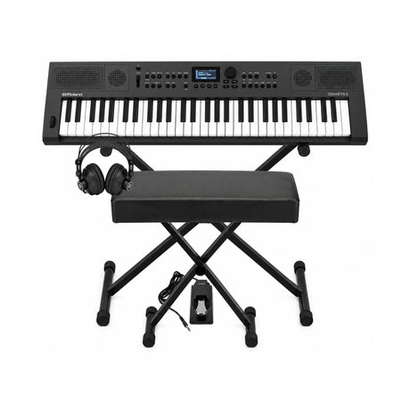 Roland GO:KEYS 5 Graphite Keyboard with Stand, Bench, Pedal, and Headphones - 1