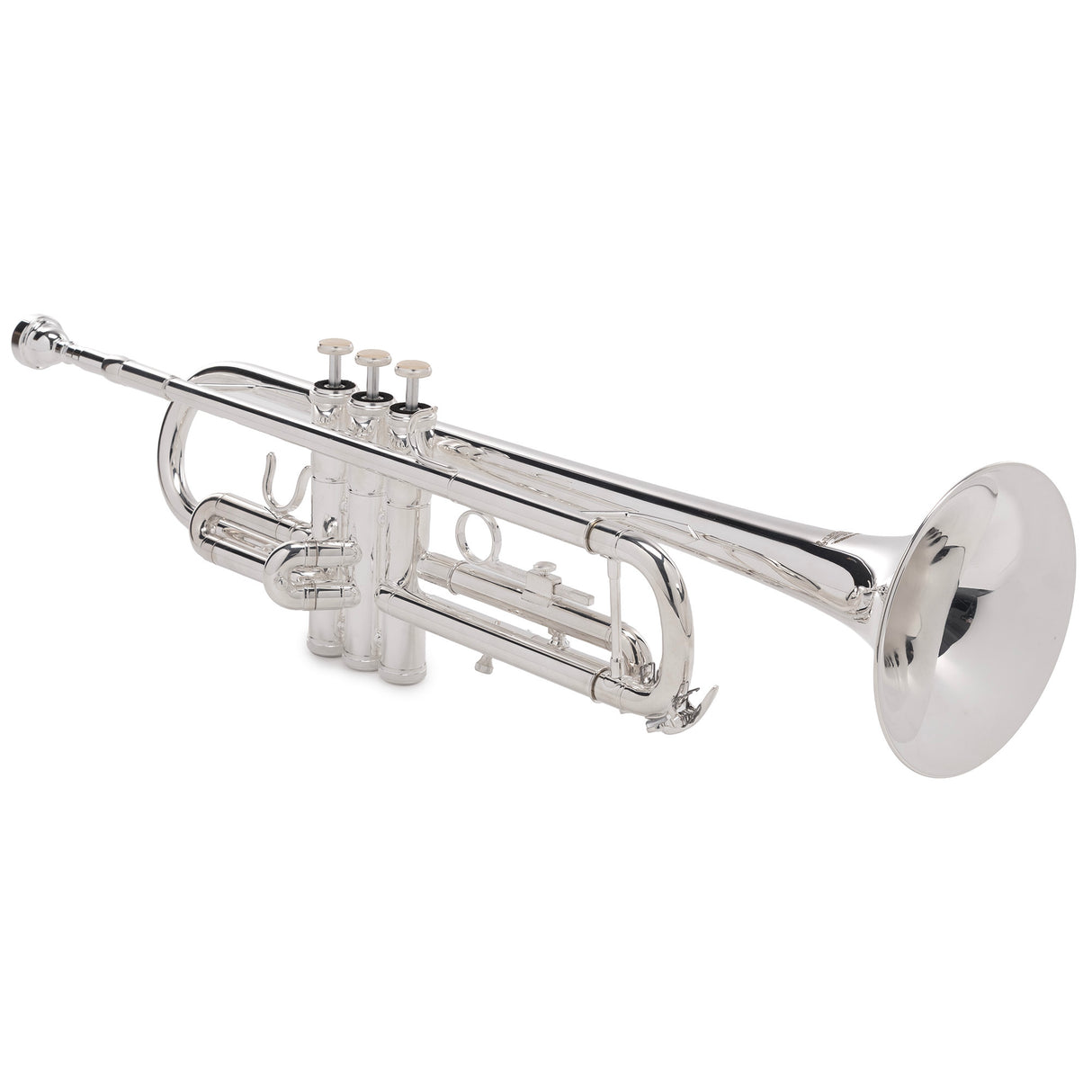Silber & Co. Bb Trumpet (Silver) with 3 Piston Valves and Carrying Case - 2