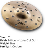 Zildjian A20808 10 Inch A Custom Bright Laser Cut EFX Crash Cymbal