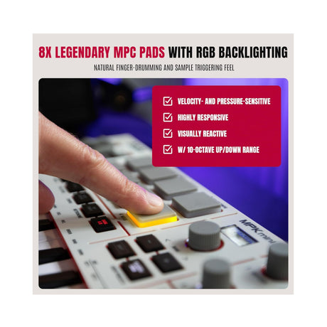 Akai Professional MPK Mini IV 25-Key USB-C MIDI Keyboard Controller (White) with Cover and Pedal - 5