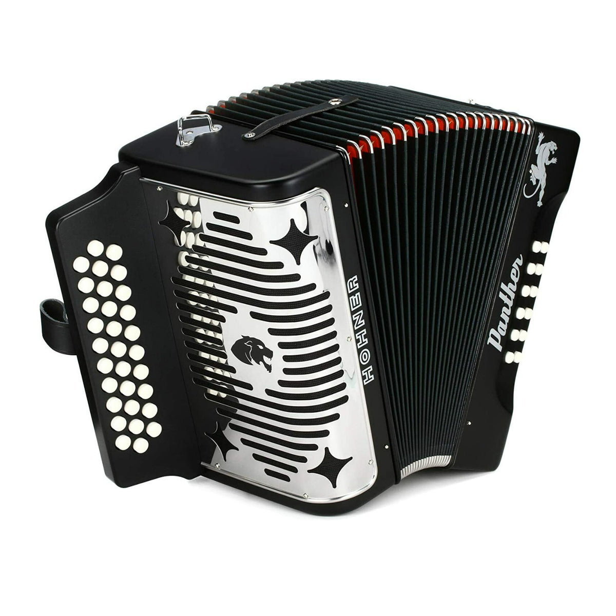 Hohner Accordions 3100FB Panther 3-Row Diatonic Accordion - Keys of F/Bb/Eb - Black