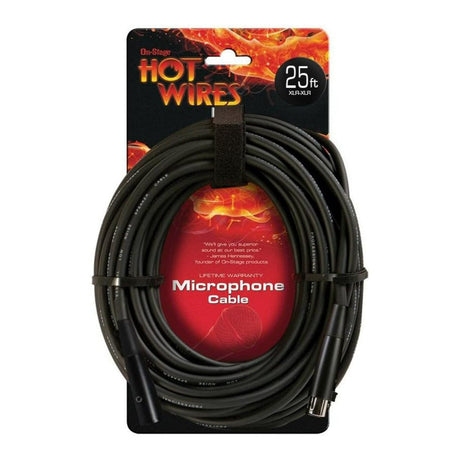 On-Stage Hot Wires MC12-25 25-Feet XLR to XLR Copper Wire Mic Cable with Nickel Plated Connectors